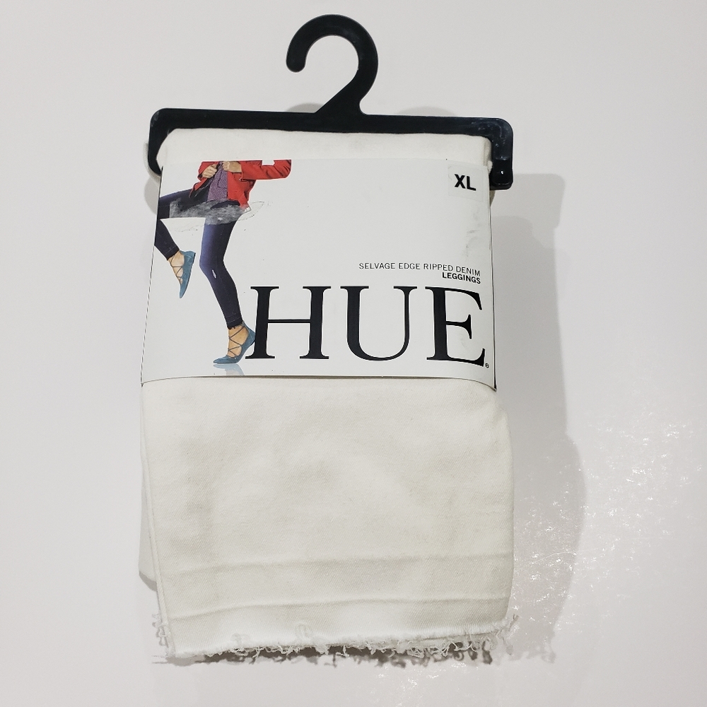 Hue Women's XL Ripped White Denim Leggings